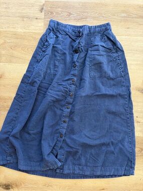 Universal Thread Navy Button-Front Midi Skirt with Pockets
